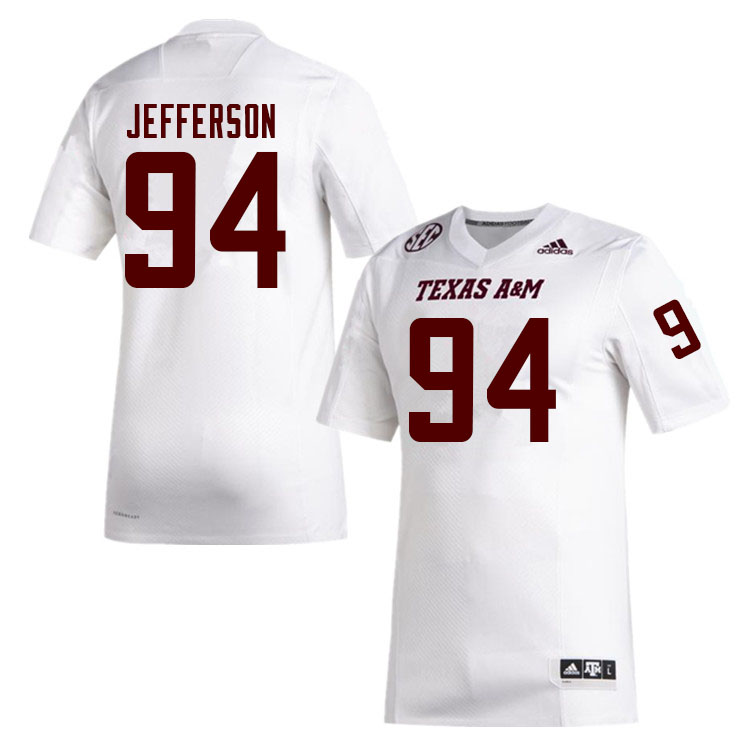 Men #94 Jordan Jefferson Texas A&M Aggies College Football Jerseys Sale-White - Click Image to Close